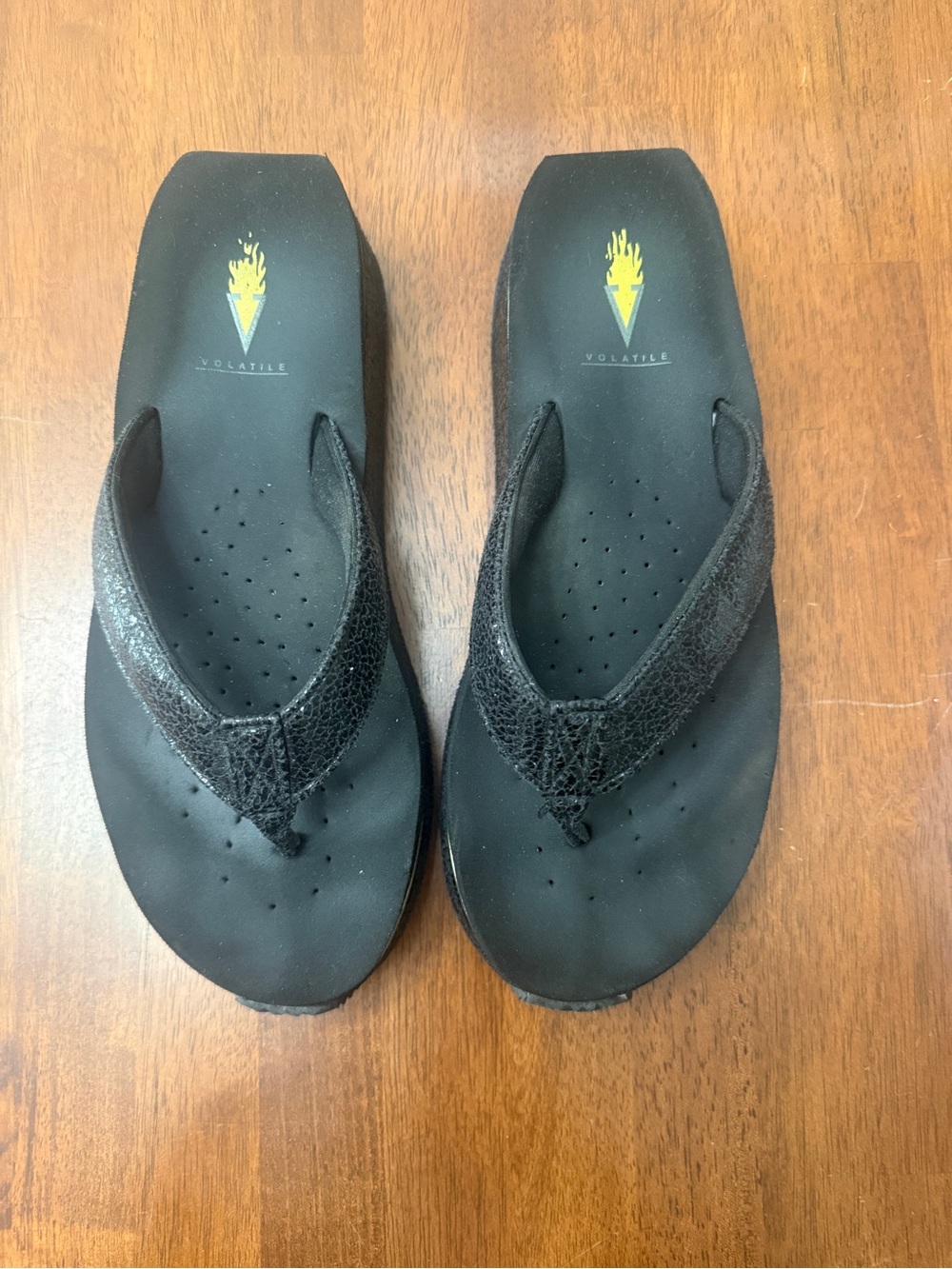 Volatile Women’s Black Textured Sandal Flip-Flops